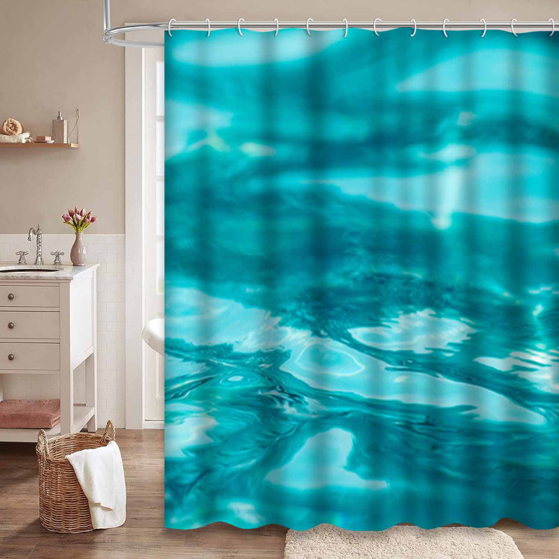 Rideau de douche bleu imperméable, rideaux de douche pour la salle de bain avec 12 crochets, 72" L x 72" W