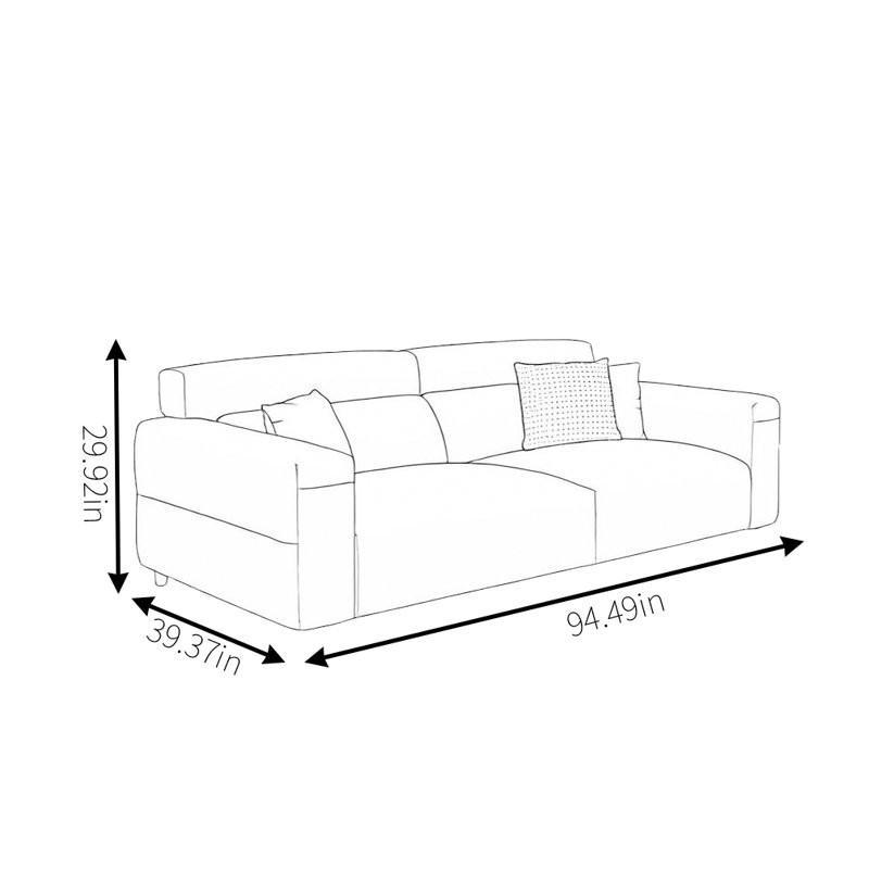 Italian Minimalist Beancurd Sofa, 29.92" H x 94.49" W x 39.37" D