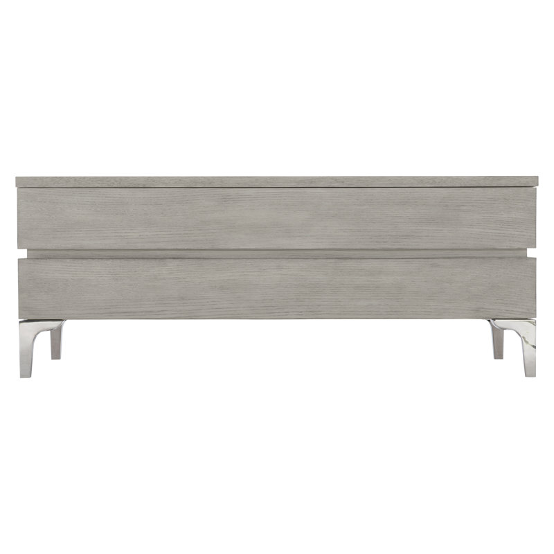 Transitional Gray Rectangular Coffee Table with Metal Accents and Storage