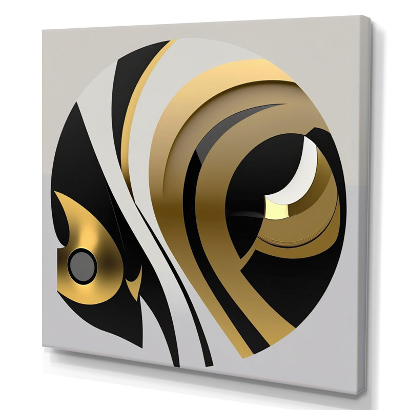 «Dreher Golden and Black Sphere IV», reproduction sur toile, H 16 po x l 16 po x P 1 po, Toile tendue