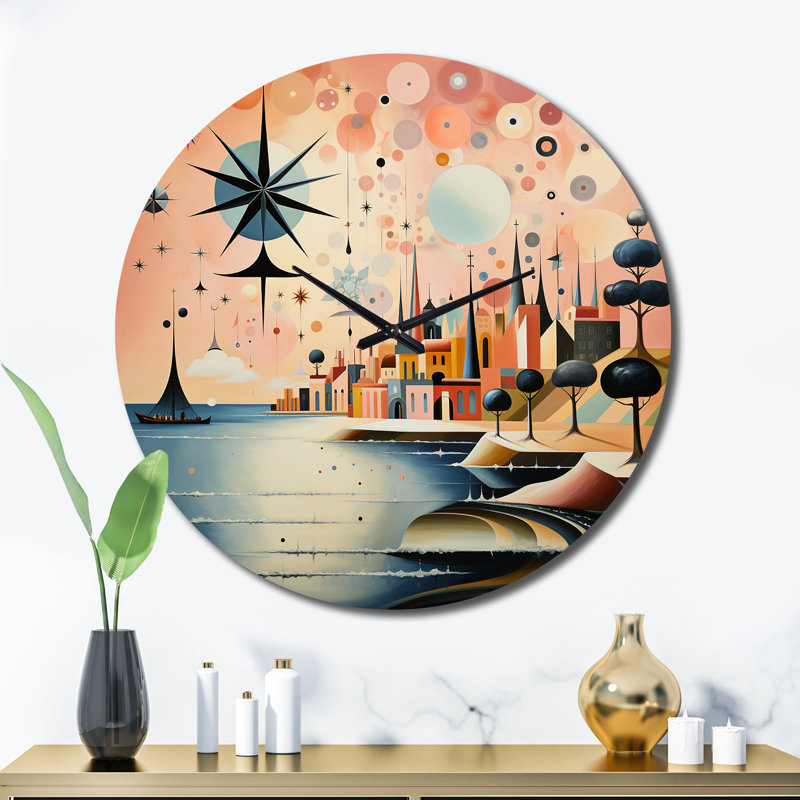Horloge murale rétro vintage dans une palette pastel rétro, Très grand