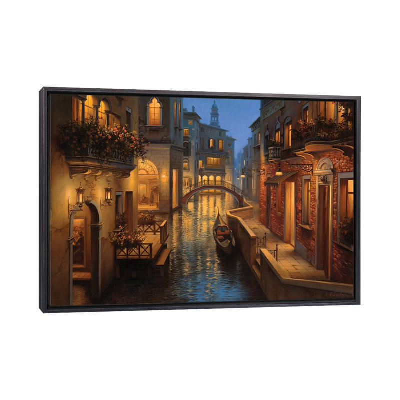 «Golden Moment» par Evgeny Lushpin - reproduction, H 18 po x l 26 po x P 1,5 po, Cadre noir vieilli