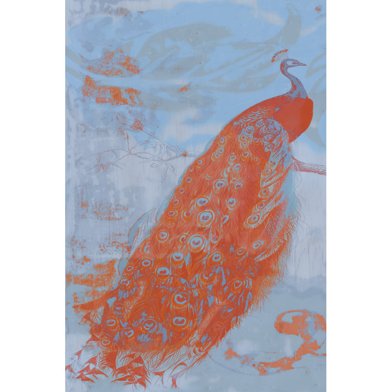 Pop Peacock I by Jennifer Goldberger - Wrapped Canvas Painting, 122cm H x 81cm W
