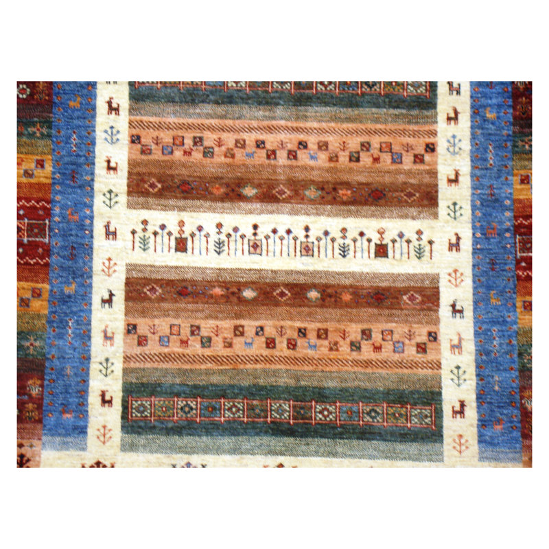 Afghan Hand Woven Wool Area Rug, Rectangle 5' x 6'7"