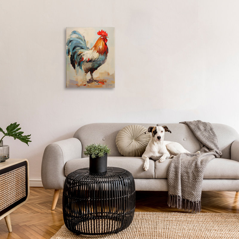 Art abstrait sur toile, "Farmhouse Hen" par RB, H 30 po x l 24 po