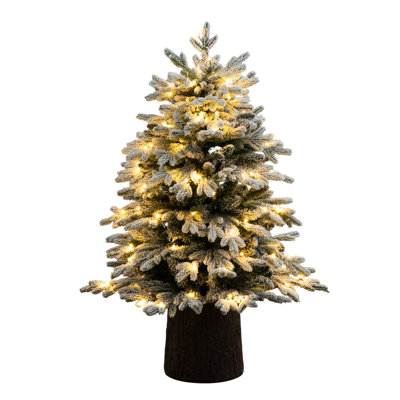 White Flocked 4' Pre-Lit Fir Christmas Tree