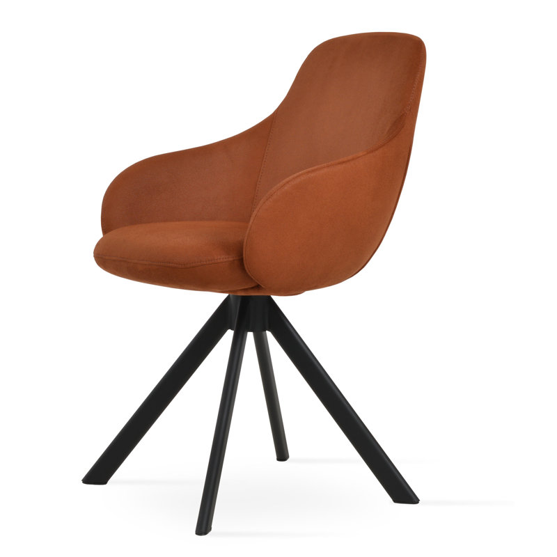 Fauteuil pivotant Gazel, Noir, Cannelle