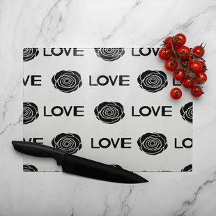 Rose & Love Print Glass Chopping Board