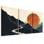 «Hiker on Winding Mountain Path» avec grand ensemble de 3 toiles orange-133565118