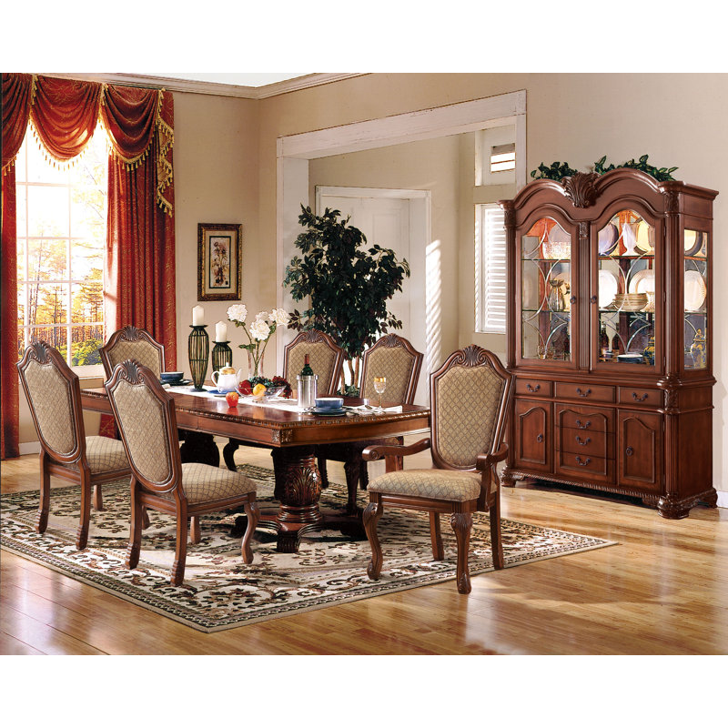Chateau De Ville 62" Wide Solid Wood Mirrored Back Lighted China Cabinet