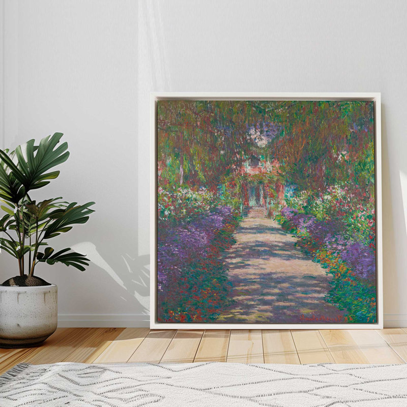 Sentier de floraison, Or poli, H 16,75 po x l 16,75 po, Cadre flottant