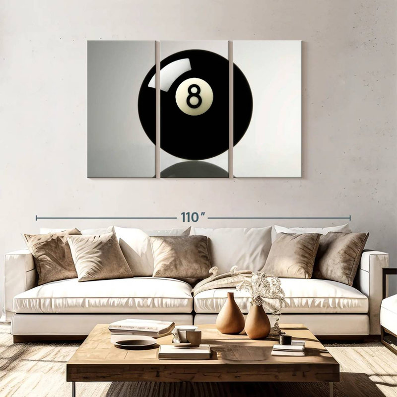 «Pool Ball», impression murale sur toile 3 pièces, H 48 po x l 74 po x P 1,25 po
