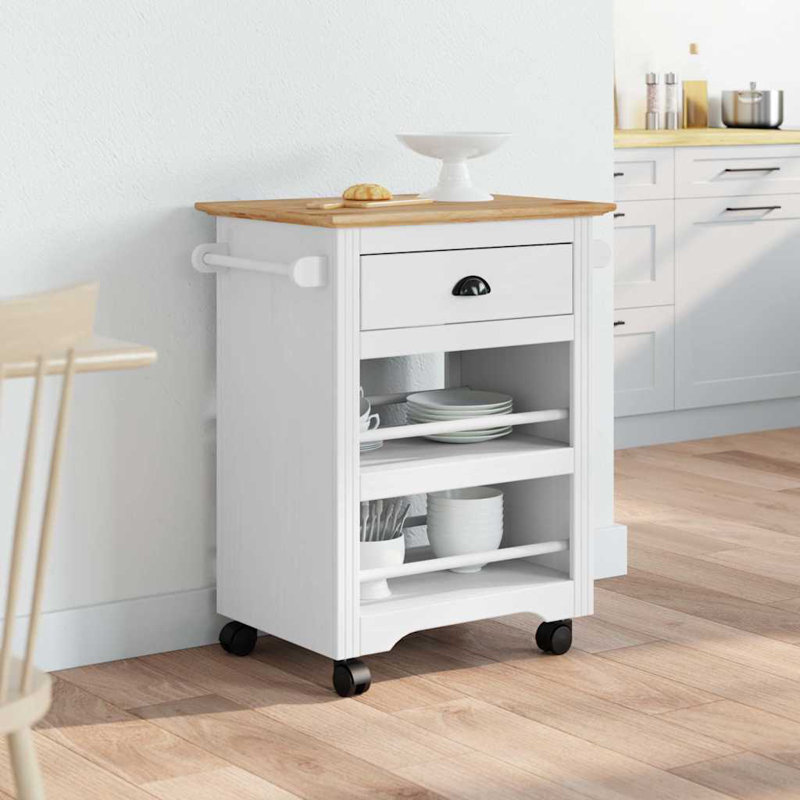 Kitchen Serving Cart, White/Brown