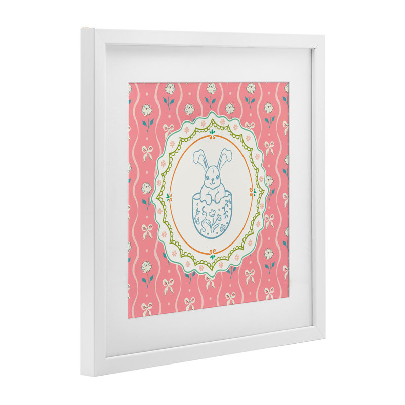 «Spring Bunny & Egg Shell», reproduction encadrée sous verre, design par Angela Steahling, H 13 po x l 13 po