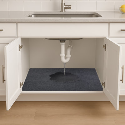 Tapis sous-lavabo XL, doublure d'armoire protectrice pour la cuisine et la salle de bain - absorbant, imperméable et ajustable (24 po x 59 po) (gris anthracite) (fabriqué aux États-Unis)