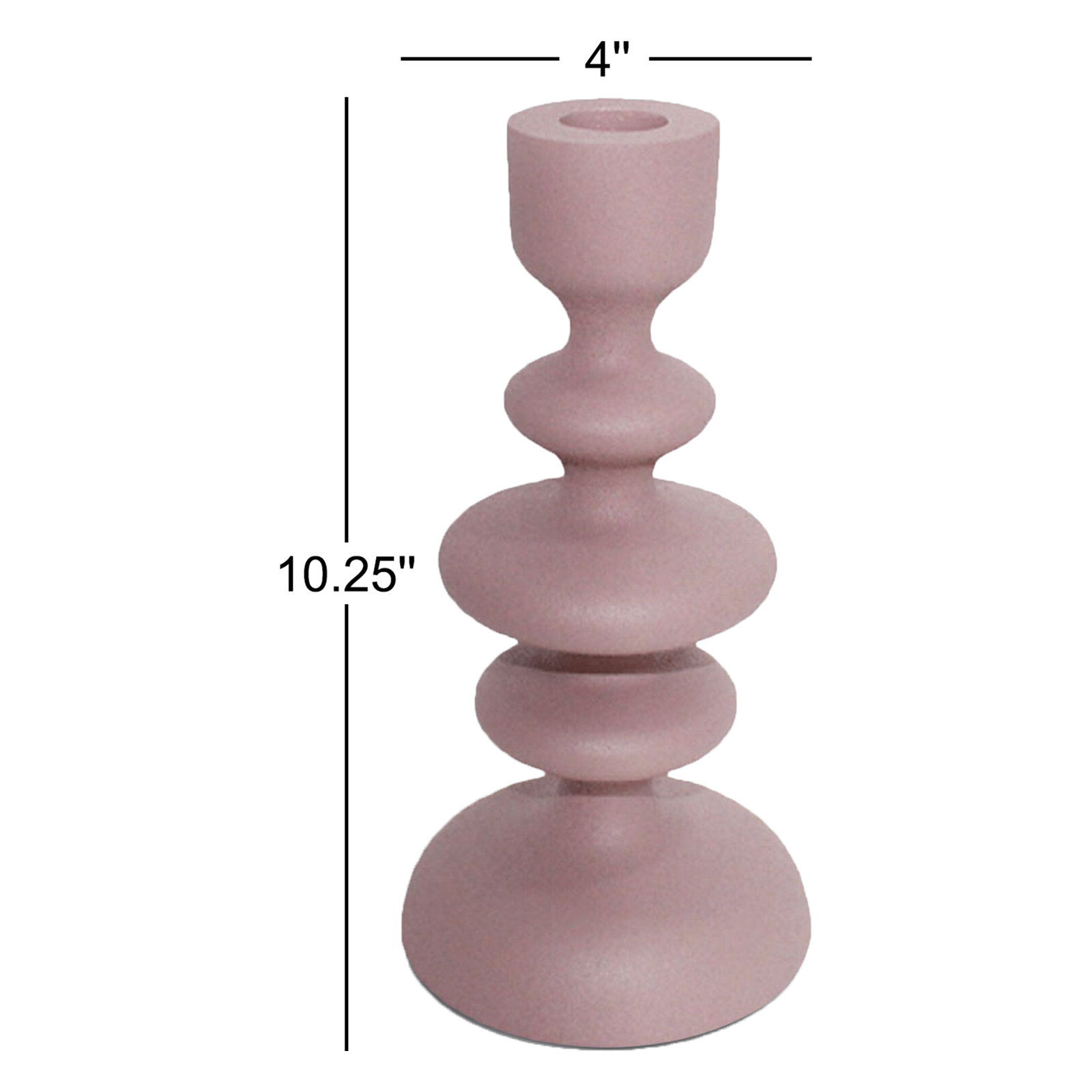 Giedre Aluminum Candlestick Holder, 10.25" H x 4" W x 4" D, Pink