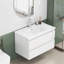 Ensemble de meuble-lavabo avec lavabo 31,5 po, armoire avec 2 grands tiroirs, système de fermeture en douceur, 2 grands tiroirs, conception sans poignée, assemblage facile, blanc brillant