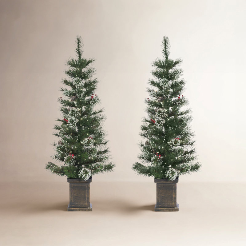 Potted 4' Pre-Lit Spruce Tree