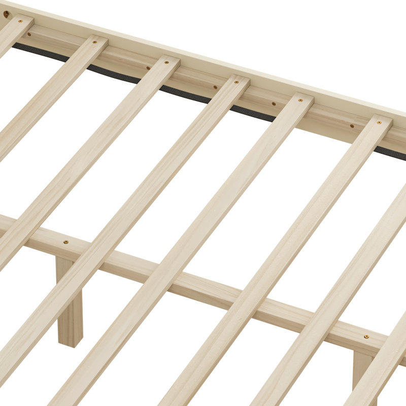 Base de lit plateforme en bois de pin massif avec tête de lit - support de 500 lb, design minimaliste pour les chambres à coucher