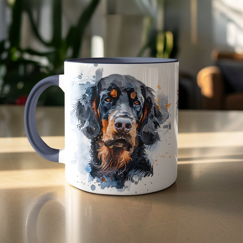 Australian Shepherd Watercolor Design 11oz Coffee Mug, 2, Navy