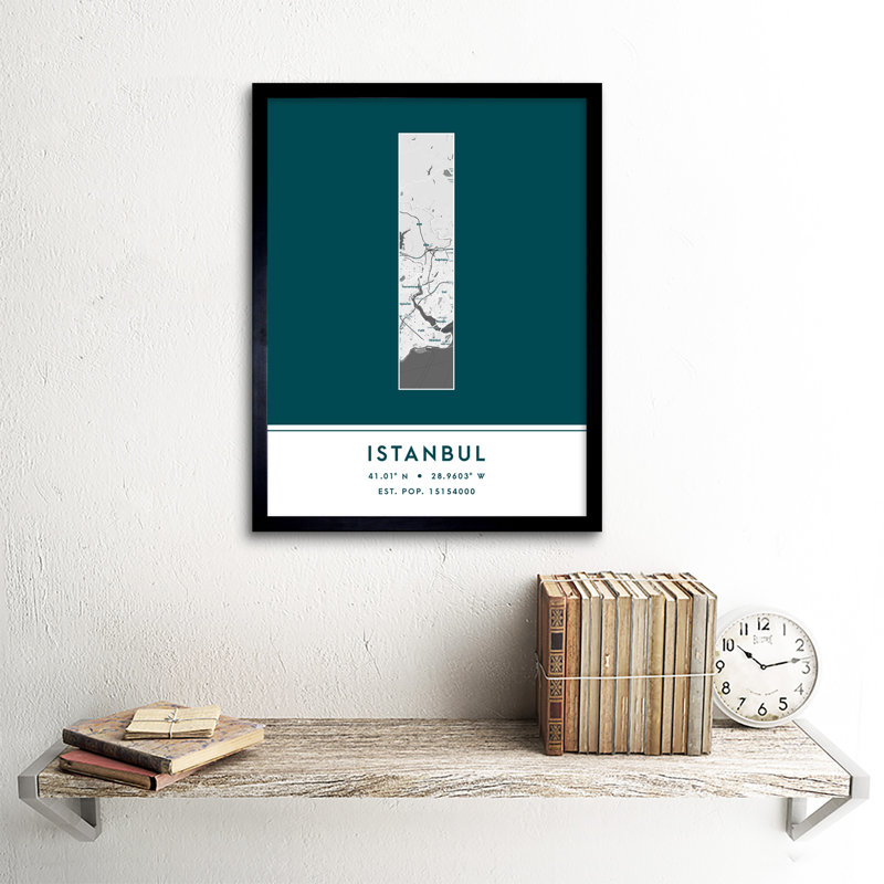 Istanbul Turkey City Map by Wee Blue Coo - Single Picture Frame Typography