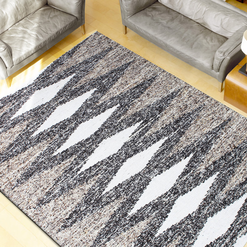 ANFL7400ABRIV Hand Woven Wool Geometric Area Rug, Rectangle 10' x 14'