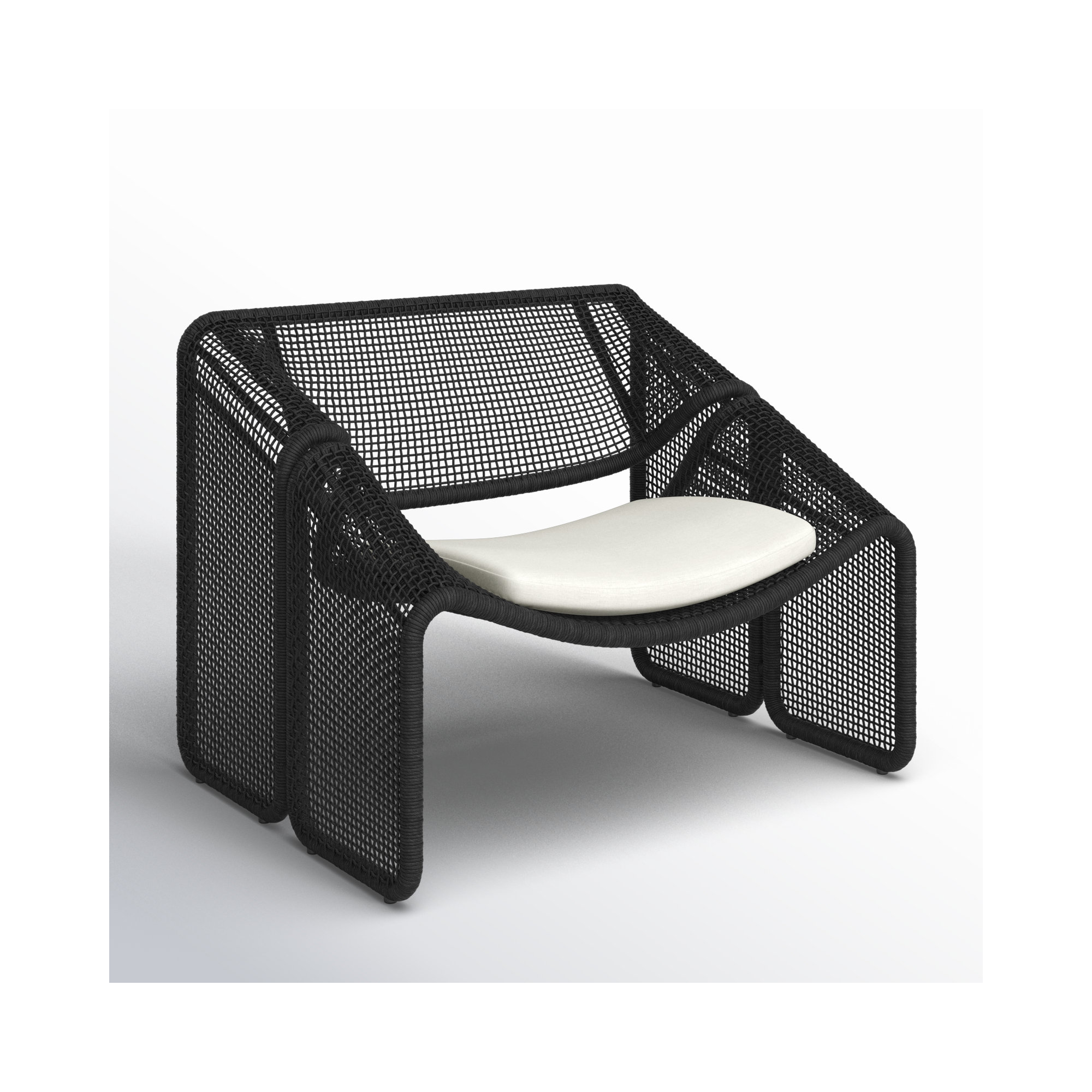 Aliza Wicker Outdoor Lounge Chair, Ivory/Faux Black Hyacinth