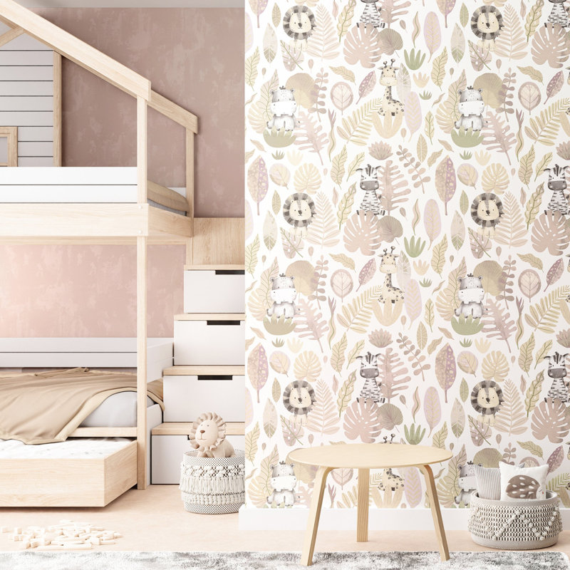 Nerijus Little Explorers 2 Savannah Jungle Wallpaper Roll, Pink