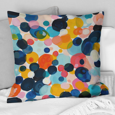 Orange Black Polka Dot Pattern I - Polka Dot Throw Pillow