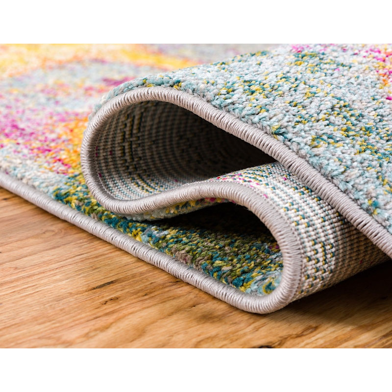 Tapis vert / jaune / rouge Trenton, Tapis de couloir 2 pi 2 po x 6 pi 7 po
