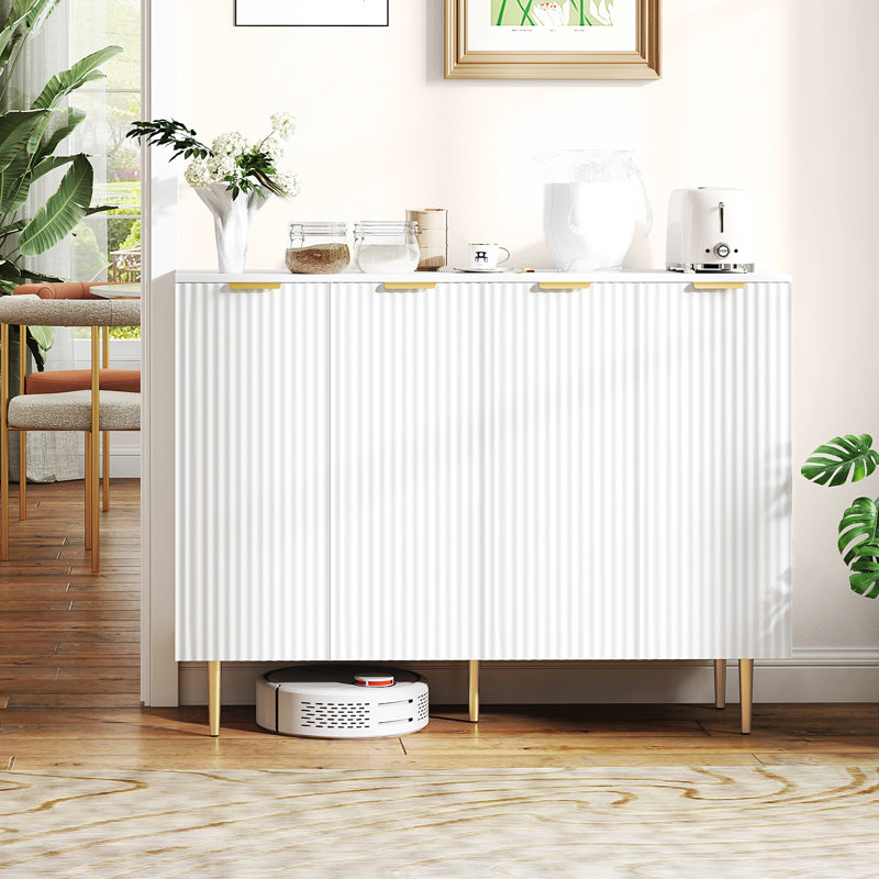 Buffet avec tablettes réglables, blanc