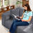 Modern 3-Seater Sofa with Deep Seat, No Assembly Required, Modern Corduroy Couch with 2 Pillows, Lazy Compression Sofa for Living Room Bedroom, Hybrid Sofa in a Box-1933353198