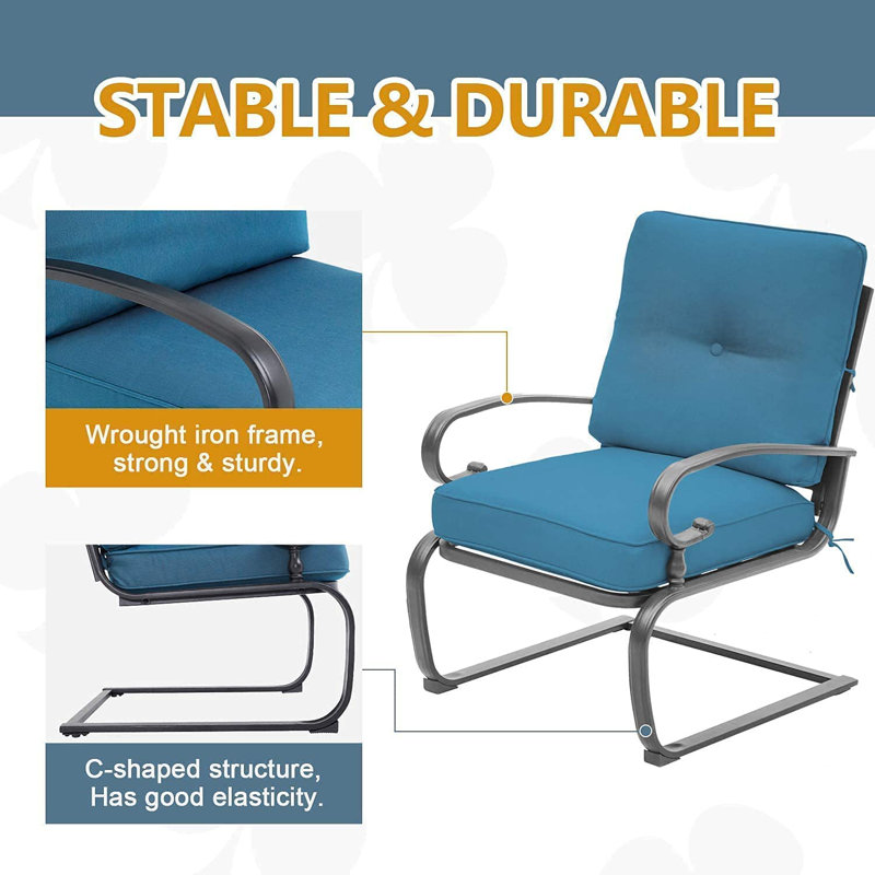Alekto 4 - Person Patio Conversation Sets with Cushions, Peacock Blue