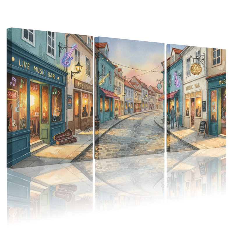 Ensemble de 3 impressions sur toile Scénic et paysages urbains charmants, H 36 po x l 72 po