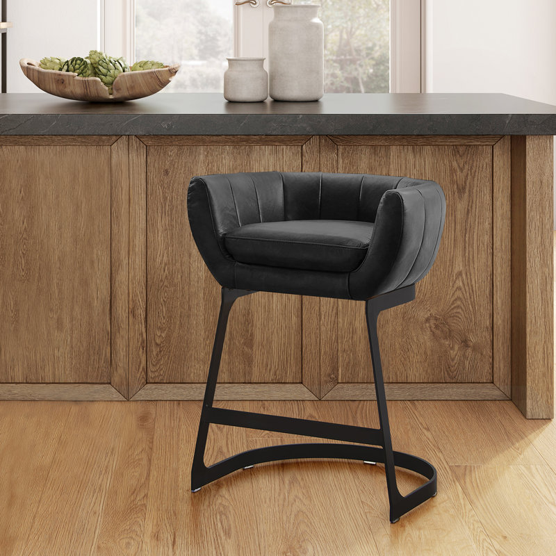Nace Upholstered Counter Stool, Black