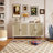 Modern 70" Farmhouse Rattan Buffet Cabinet With 4 Doors,accent Cabinet,rattan Sideboard For Living Room,natural Wood-1131527388