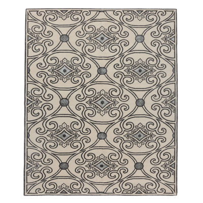 Marquis Geometric Area Rug in Gray/Silver/White