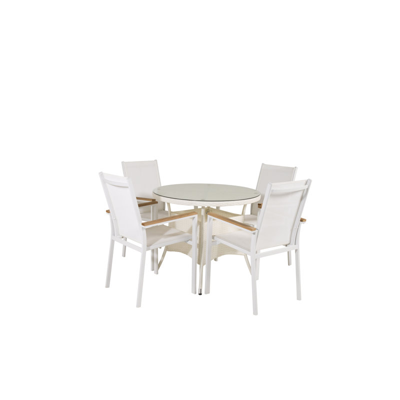Mitul 4 - Person Teak Patio Dining Set with Round Table