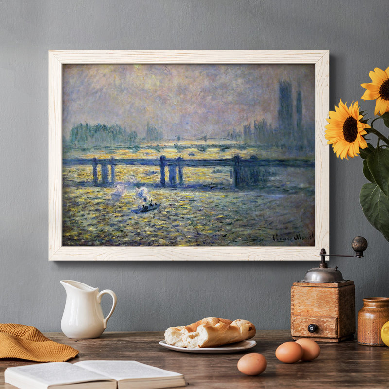 Charing Cross Bridge, Reflections On The Thames, 1899, reproduction d'art sur toile, Blanc, H 18 po x l 26 po