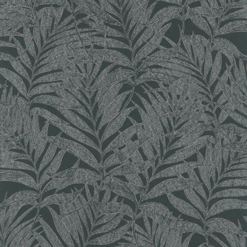 Hotel Botanical Palm Leaf Glitter Design Wallpaper Roll, Black