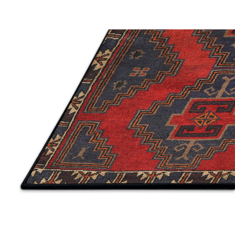 Tapis oriental bleu marine / rouge, Rectangle 7 pi x 9 pi