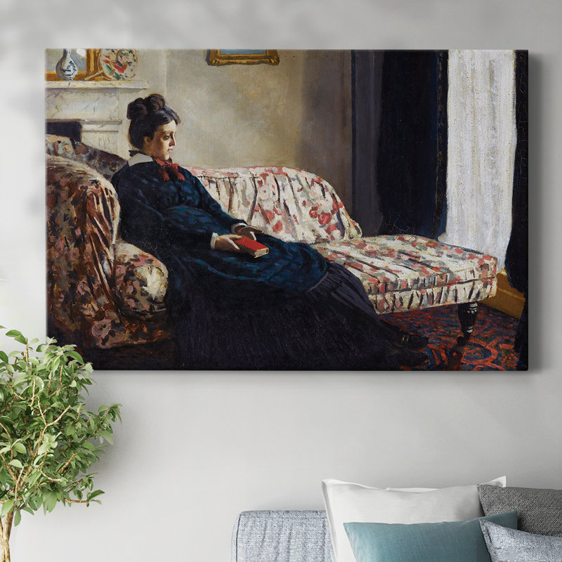 Méditation, madame Monet assise sur un canapé, 1870, toile tendue avec châssis, H 40 po x l 60 po