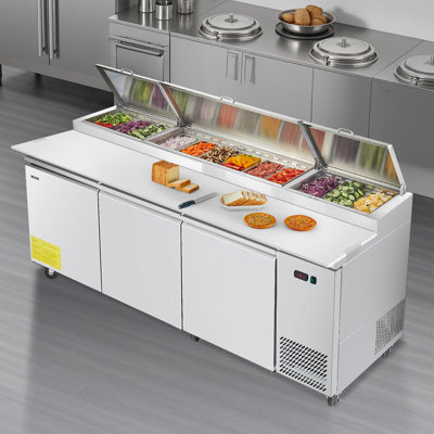 Commercial Refrigerated Pizza Prep Table Stainless Steel Fridge Triple Door
