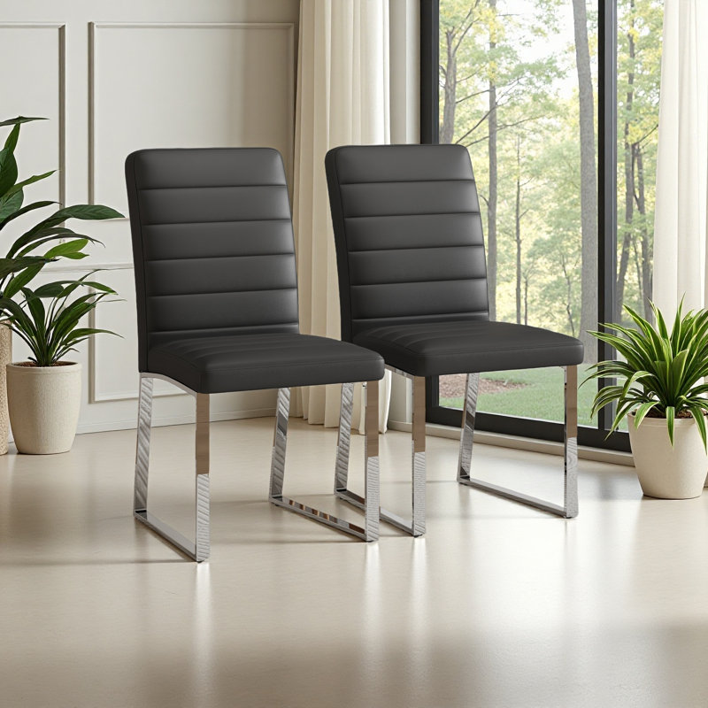 Ensemble de 2 chaises de bureau / salle à manger en polyuréthane de qualité supérieure avec mousse haute densité et pieds en fer robuste (galvanoplastie / peinture en aérosol)
