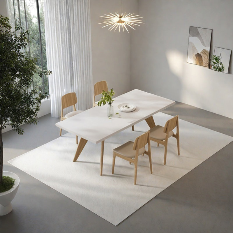 Ensemble de table de salle à manger en bois massif blanc, H 29,53 po x L 55,12 po x l 31,5 po