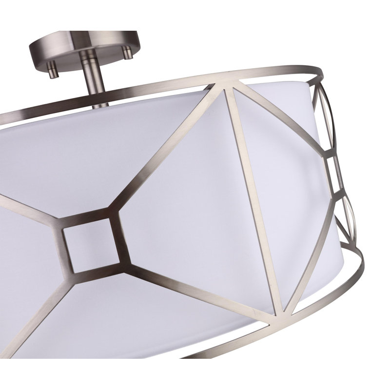 Hultgren LED Semi Flush Mount, 8.5" H x 17" W x 17" D, Satin Nickel
