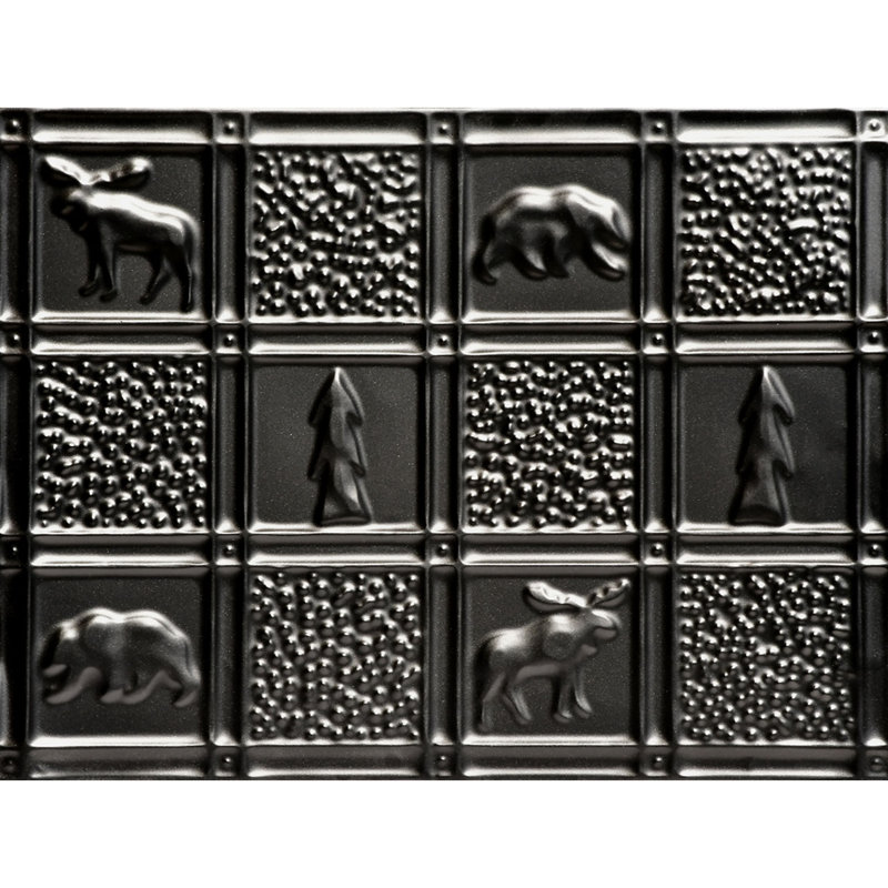 Gwen's Cabin  21" x 16" Tin Plated Steel - Wall and Backsplash Tile, Black