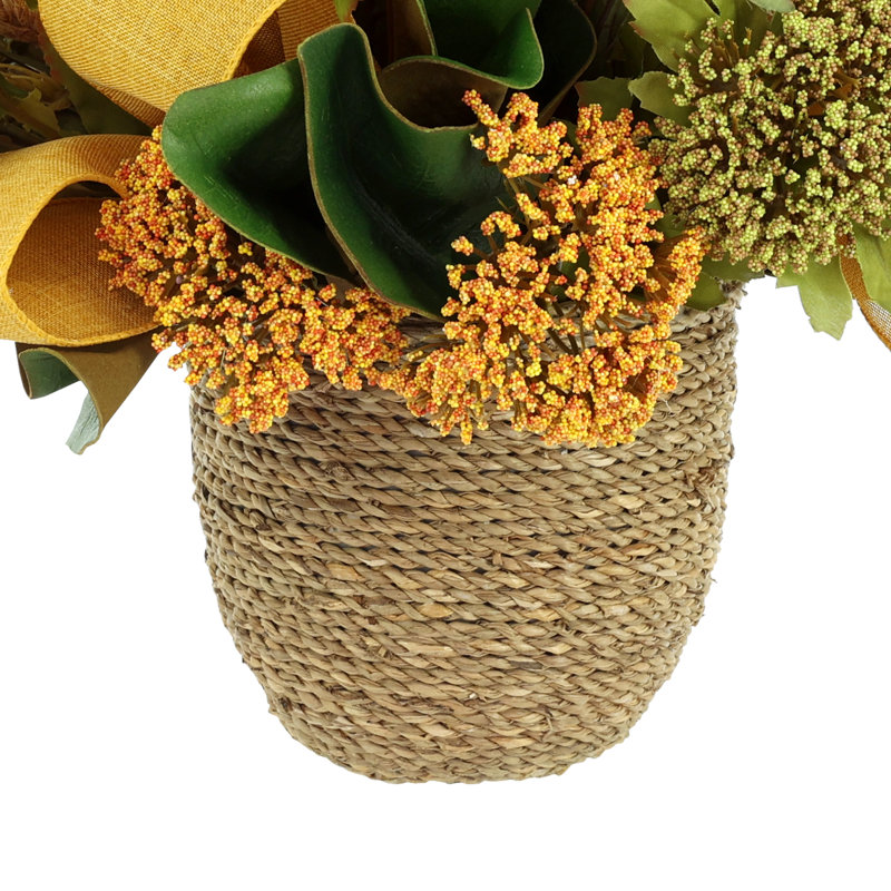 Queen Anne's Lace Fall Arrangement in Rope Pot