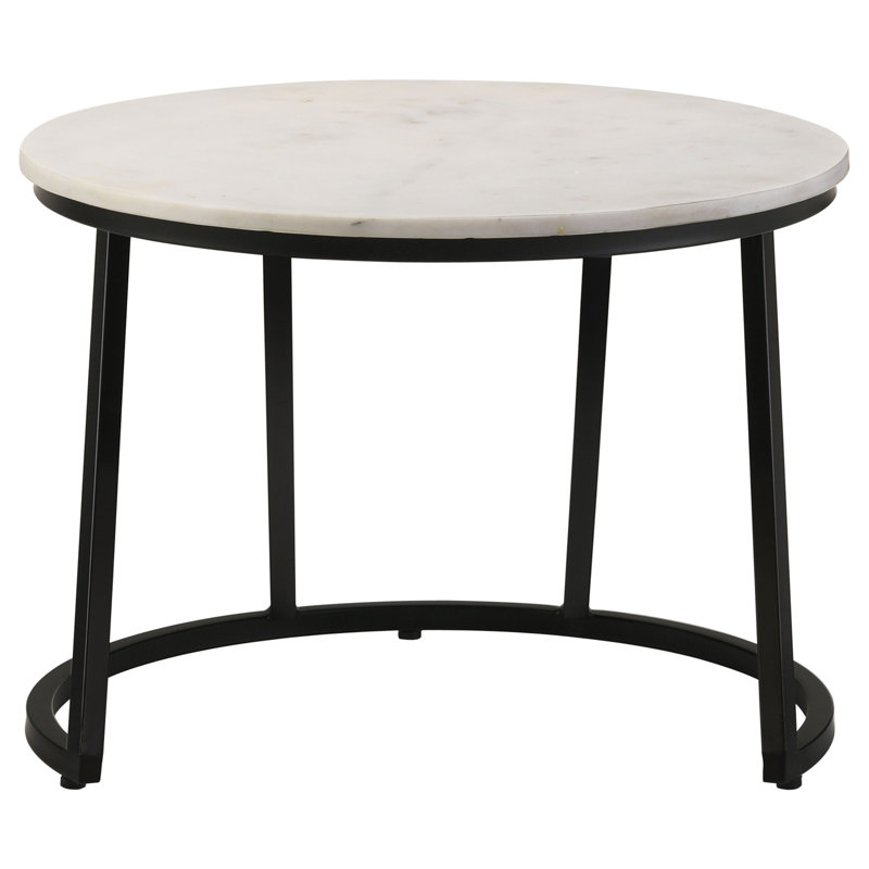 Table basse à plateau rond en marbre Miguel et blanc et noir