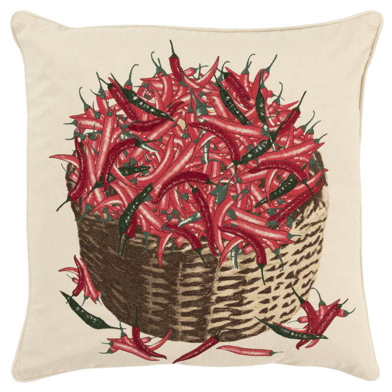 Embroidered Cotton Reversible Throw Pillow